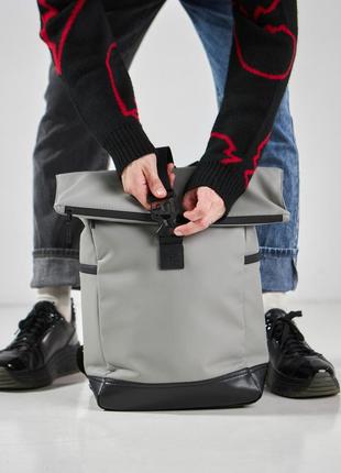 Городской рюкзак ролтоп для ноутбука rolltop для путешествий серого цвета2 фото