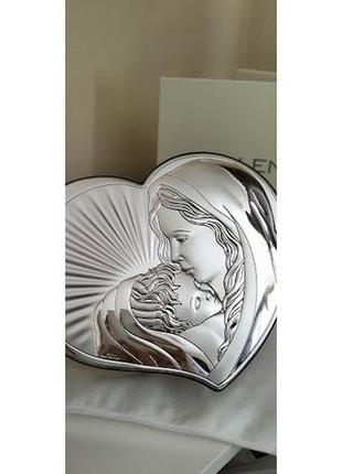 Срібна ікона «божа мати з немовлям» 15см на 18см3 фото