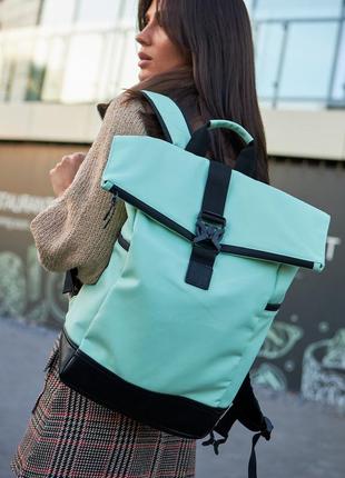 Жіночий міський рюкзак ролтоп для ноутбука rolltop для подорожей мятного кольору1 фото