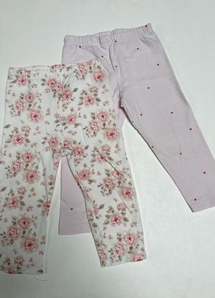 Набор брюк летних лосины для девочки с цветами и рюшами 2шт лосины в сердечки2 фото