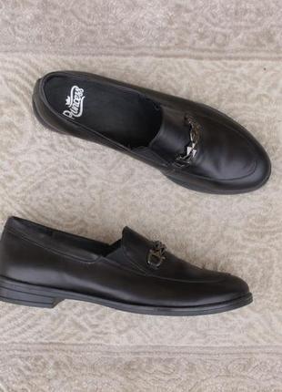 Чорні шкіряні туфлі, лофери 39, 40 розміру