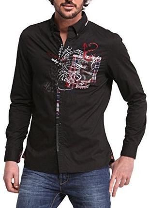 Шикарная хлопковая рубашка чёрного цвета desigual, 💯 оригинал, молниеносная отправка