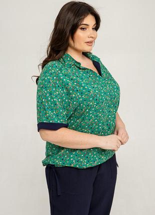 Женская летняя легкая блуза больших размеров из штапеля1 фото
