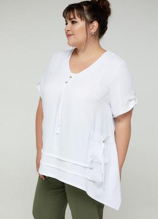 Женская белая удлиненная блуза большого размера2 фото