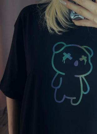 Тыльная футболка оверсайз teddy ❤️6 фото