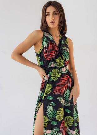 Літня сукня, плаття, сарафан в тропічний принт 3410