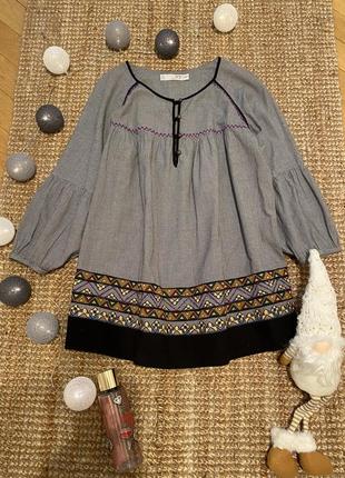 Красивая блузка вышиванка туника zara