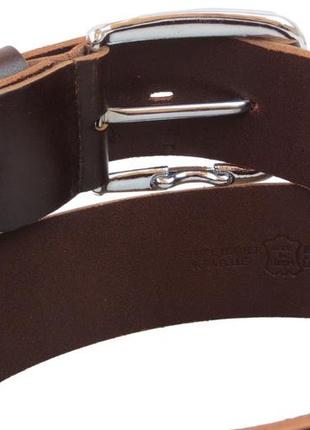 Широкий чоловічий ремінь під джинси зі шкіри 5 см. skipper 1433-50 темно-коричневий4 фото