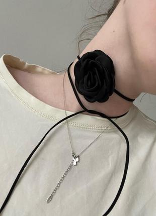 Чокер аксесуар браслет квітка троянда 🖤 кольє намисто буси на шию на руку стильний модний новий8 фото
