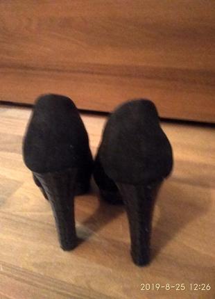 Туфли с открытым носком черные3 фото