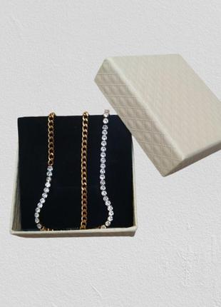 Стильный набор женской бижутерии: цепочка (ожерелье) и браслет