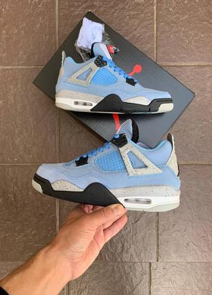 Нереальные кроссовки nike air jordan 4 retro university blue голубые с серым унисекс 36-45 р