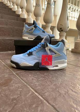 Нереальні кросівки nike air jordan 4 retro university blue блакитні з сірим унісекс 36-45 р4 фото