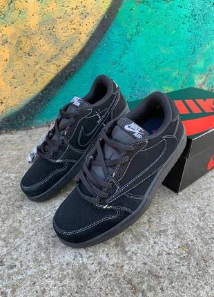 Шикарные кроссовки nike air jordan 1 low x travis scott og phantom чёрные3 фото