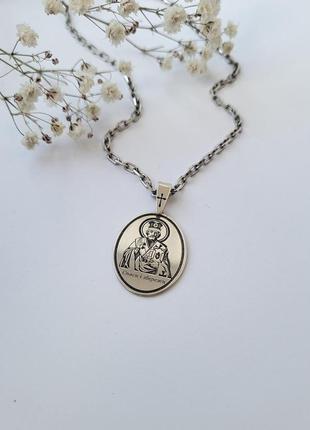 Срібна ікона ладанка підвіска "св. миколай" овальне срібло 925 (арт.1032) 3.82г7 фото