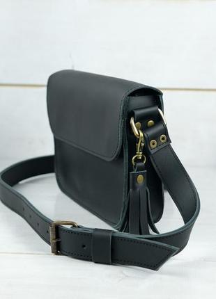 Женская кожаная сумка берти, натуральная кожа grand, цвет чёрный3 фото