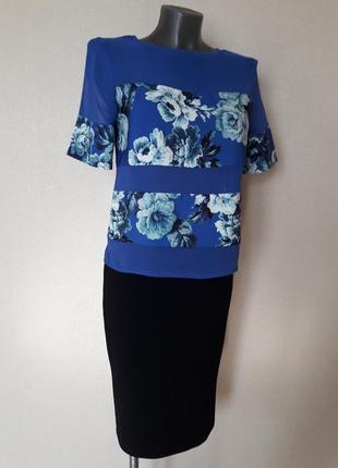 Эффектная,яркая,красочная блуза в цветы,с полупрозрачными деталями2 фото