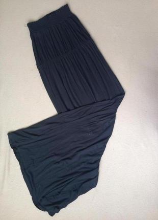 Черное макси платье / сарафан без шлеек с резинкой на талии, вискоза, s/m5 фото