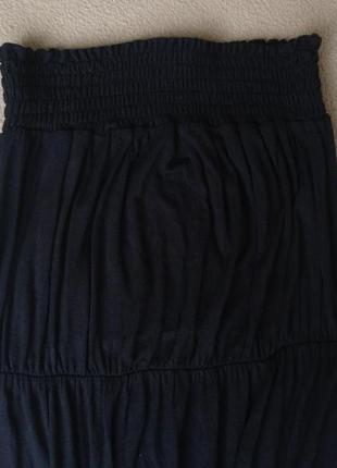 Черное макси платье / сарафан без шлеек с резинкой на талии, вискоза, s/m4 фото
