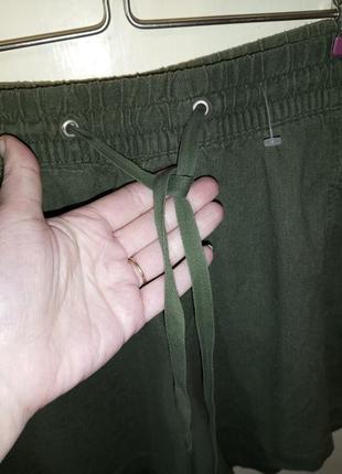 Лляні-55%,шорти з кишенями,на гумці та шнурці,хакі,мега батал,gap,в'єтнам3 фото