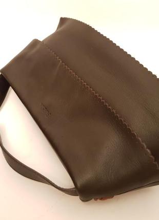 Furla! оригинал! интересная аккуратная кожаная брендовая сумочка шоколадного цвета6 фото