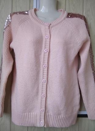 Пристойная кофта в пайетку на девочку цвет сoral pink (розовый коралл) джемпер свитер