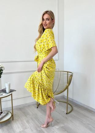 Жовте жіноче плаття в квітковий принт плаття максі5 фото