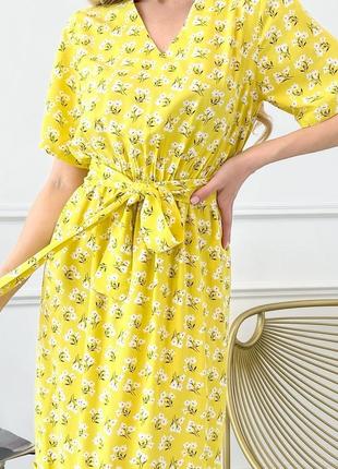 Жовте жіноче плаття в квітковий принт плаття максі4 фото