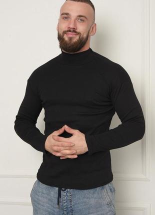 Гольф чоловічий чорний на флісі однотонний 150481l