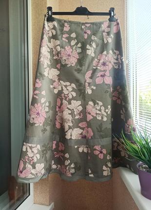 Красивая летняя юбка миди клиньями из натуральной ткани 100% хлопок3 фото
