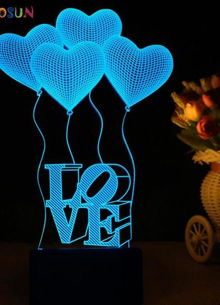 3d светильник "love)", 3д лампа, 3d ночники, 3d led светильники5 фото