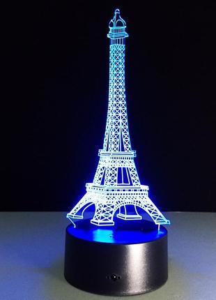 1 светильник -16 цветов света! 3d светильник эйфелева башня, с пультом управления. 3d led светильники4 фото