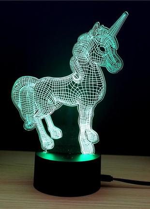 3d светильник "единорог" подарок девочке, подарок дочке, подарки на день рождения девочке