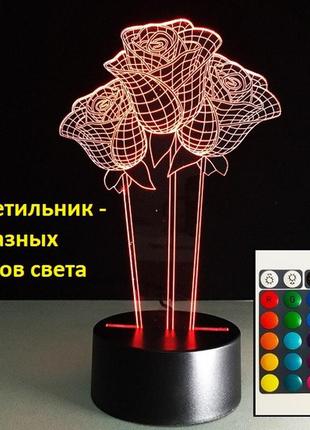 Настільні лампи та нічники троянди, 3d led світильники, прикольний подарунок для дівчини1 фото