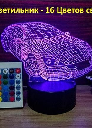 Новогодние подарки, 3d светильник спортивный автомобиль,  новорічні подарунки