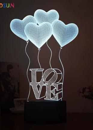 1 світильник -16 кольорів світла! 3d світильники лампи, закохані лебеді, 3d led світильники3 фото