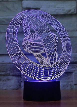 Світильник 3d "три кільця", цікаві ідеї подарунків на різдво, найкращий подарунок на різдво