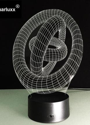 Світильник 3d "три кільця", цікаві ідеї подарунків на різдво, найкращий подарунок на різдво