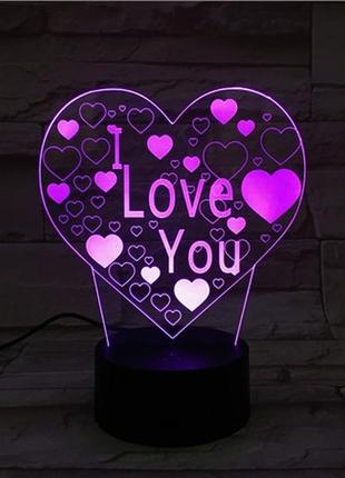 3d светильник, "i love you", подарки оригинальные, подарок маме на день рождения, подарок для сестры2 фото