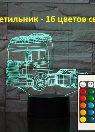 Ночник детский с регулировкой света, детский автоматический ночник, "грузовик", 16 цветов света1 фото