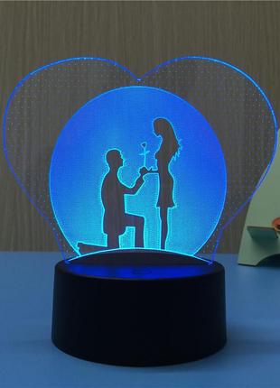 Романтика, сменное стекло на 3d светильник5 фото