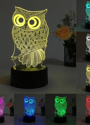 Подарок семье на новый год, 3d светильник сова, оригинальный подарок для семей на новый год