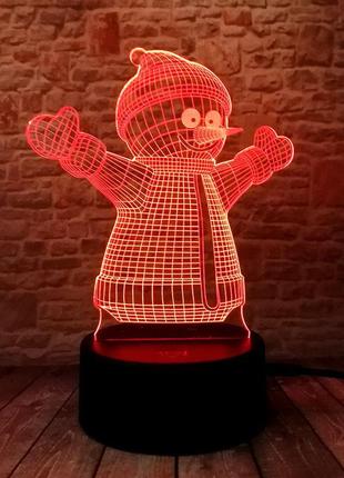 Настільний світильник сніговик, світильник 3d подарунки до нового року оригінальні3 фото