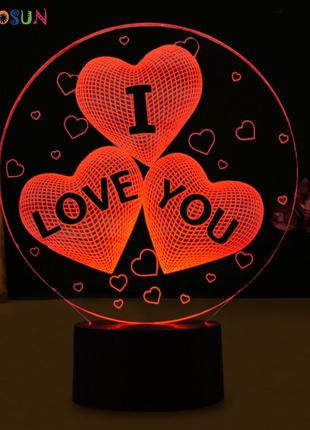 1 светильник -16 цветов света! настольные лампы и ночники i love you, с пультом управления, 3d led светильники5 фото