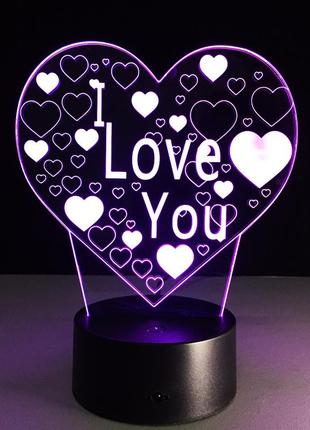 3d світильник i love you, 1 світильник — 16 кольорів світла. подарунки на день закоханих3 фото