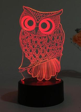 Подарок подруге на новый год 3d светильник сова, новогодние подарки бабушке3 фото