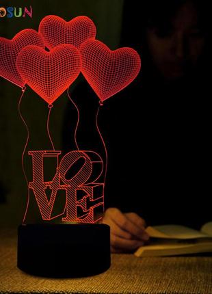 Товар ко дню святого валентина 3d светильник  love, подарок на 14 февраля6 фото