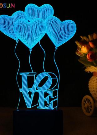 Товар ко дню святого валентина 3d светильник  love, подарок на 14 февраля5 фото
