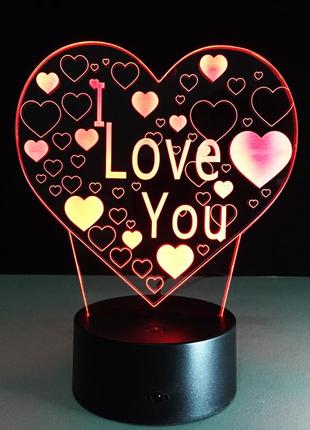 Товар ко дню святого валентина 3d светильник i love you, подарок на 14 февраля5 фото
