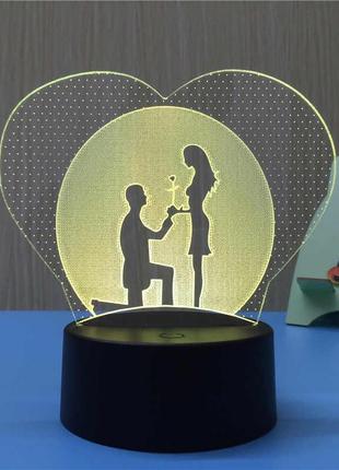 Подарок подруге на 14 февраля 3d светильник романтика, подарок жене на день влюбленных, подарок на 14  подруге4 фото